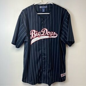 Vintage Big Dogs Baseball Jersey Mens Size Large  Navy Blue Striped Stitched
